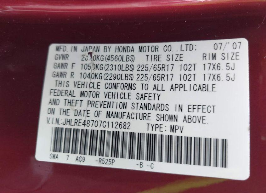 Photo 9 of 2007 Honda Cr-v EX-L (VIN JHLRE48707C112682)