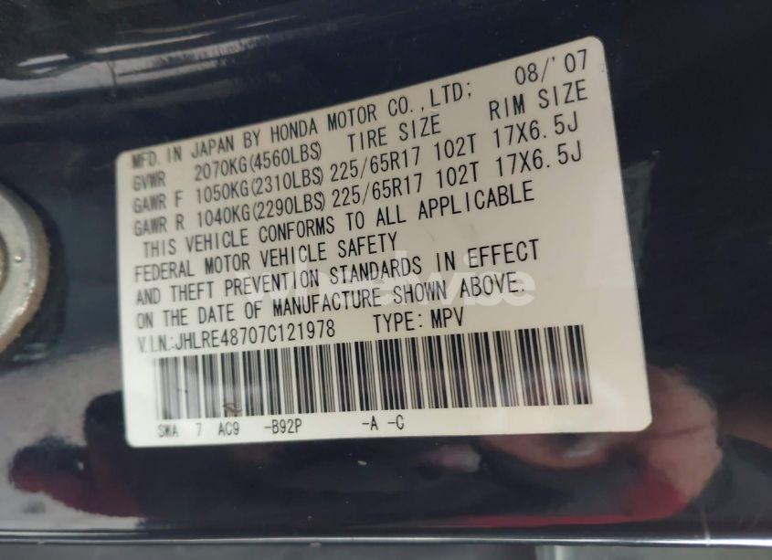 Photo 9 of 2007 Honda Cr-v EX-L (VIN JHLRE48707C121978)