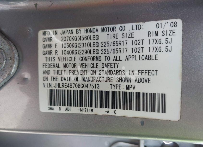 Photo 9 of 2008 Honda Cr-v EX-L (VIN JHLRE48708C047513)