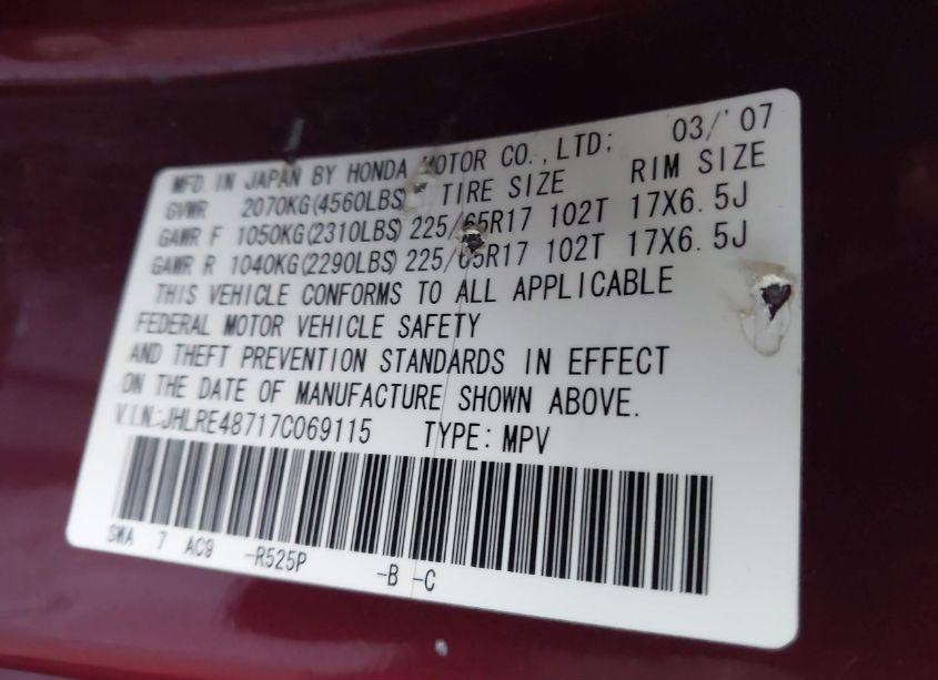 Photo 9 of 2007 Honda Cr-v EX-L (VIN JHLRE48717C069115)