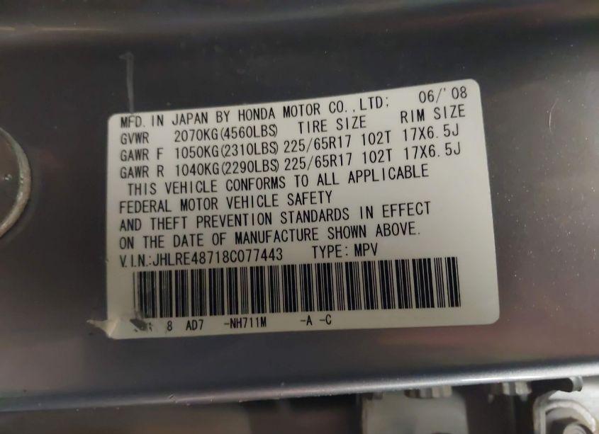 Photo 9 of 2008 Honda Cr-v EX-L (VIN JHLRE48718C077443)