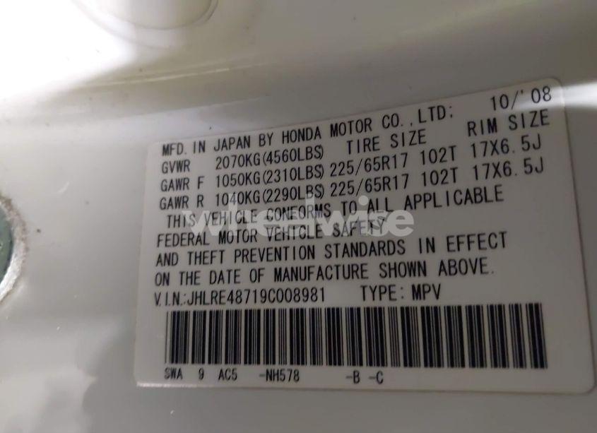 Photo 9 of 2009 Honda Cr-v EX-L (VIN JHLRE48719C008981)