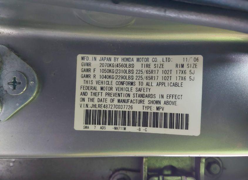 Photo 9 of 2007 Honda Cr-v EX-L (VIN JHLRE48727C037726)