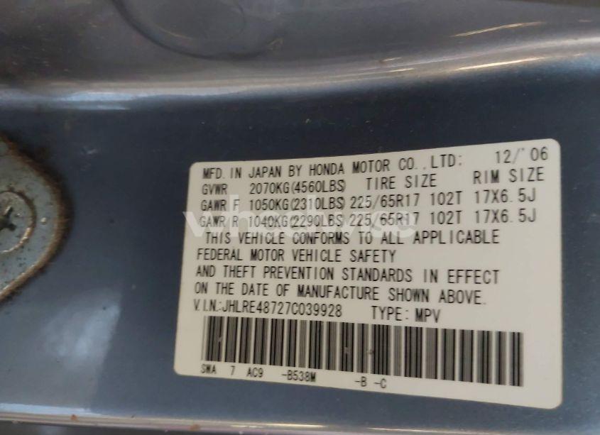 Photo 9 of 2007 Honda Cr-v EX-L (VIN JHLRE48727C039928)