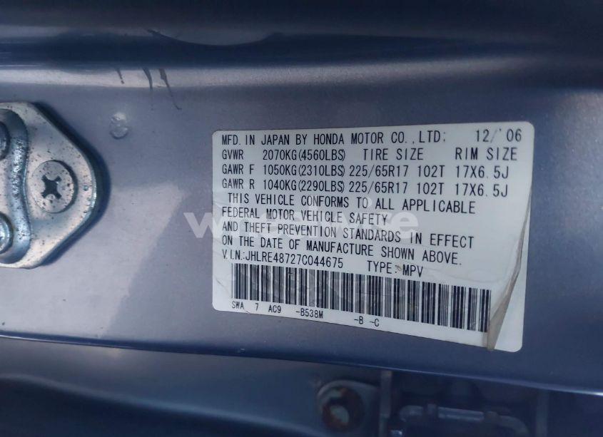 Photo 9 of 2007 Honda Cr-v EX-L (VIN JHLRE48727C044675)