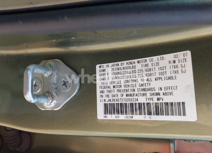 Photo 9 of 2007 Honda Cr-v EX-L (VIN JHLRE48727C058334)