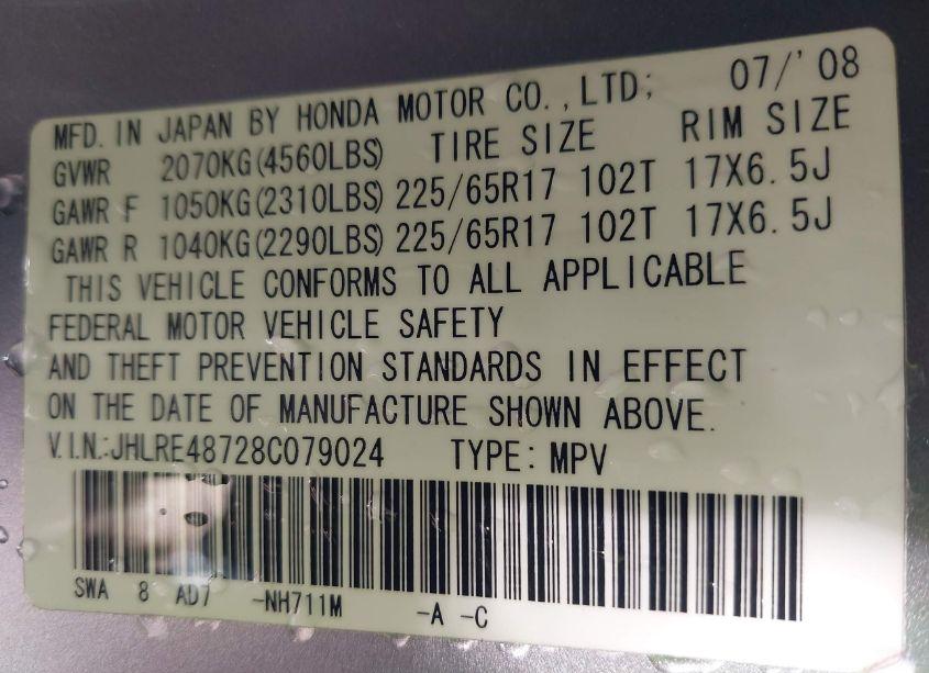 Photo 9 of 2008 Honda Cr-v EX-L (VIN JHLRE48728C079024)
