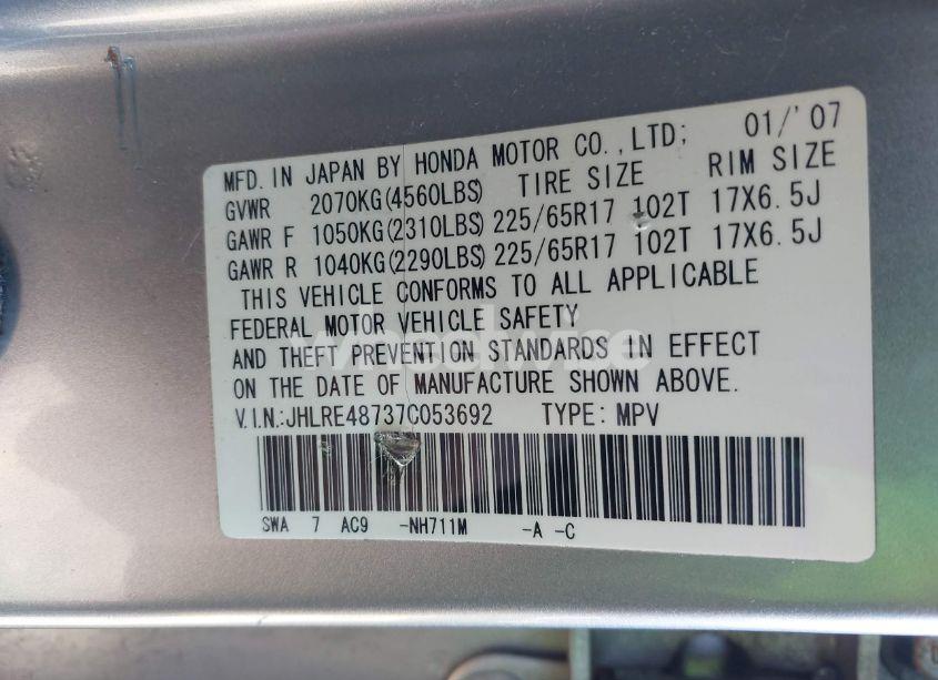 Photo 9 of 2007 Honda Cr-v EX-L (VIN JHLRE48737C053692)