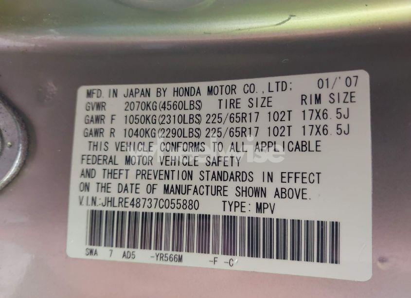 Photo 9 of 2007 Honda Cr-v EX-L (VIN JHLRE48737C055880)