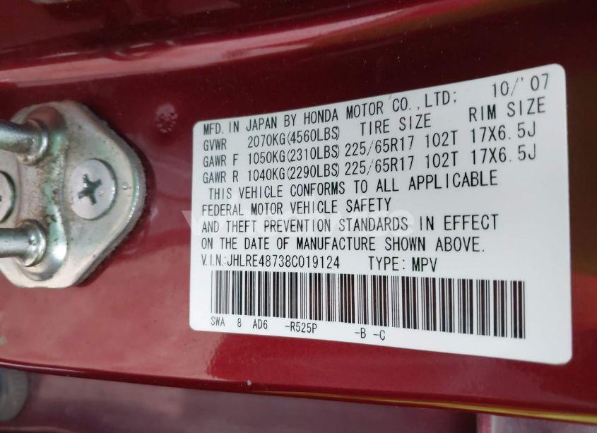 Photo 9 of 2008 Honda Cr-v EX-L (VIN JHLRE48738C019124)
