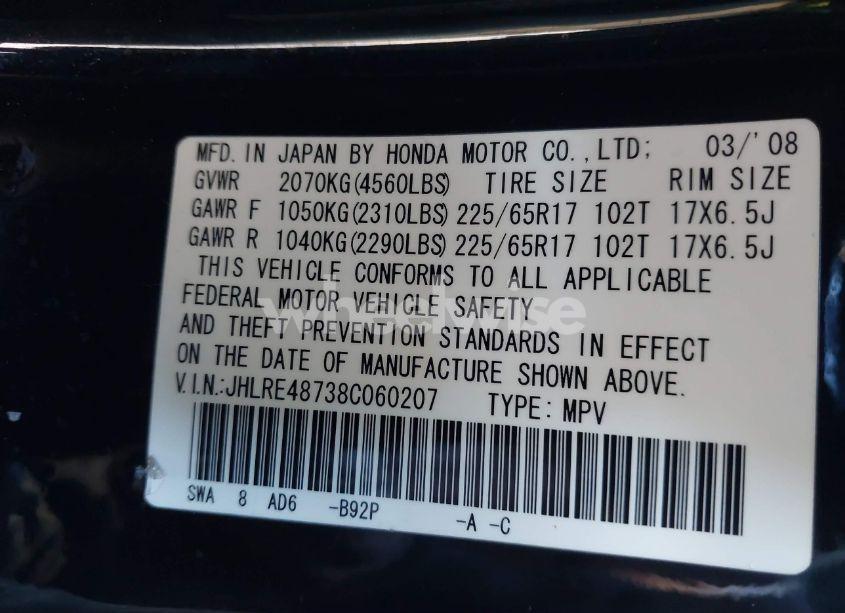 Photo 9 of 2008 Honda Cr-v EX-L (VIN JHLRE48738C060207)