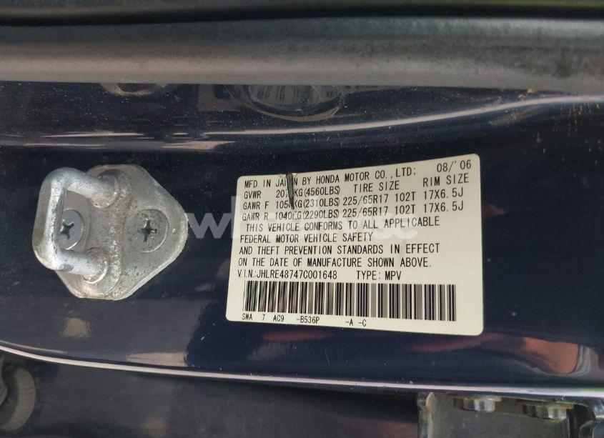 Photo 9 of 2007 Honda Cr-v EX-L (VIN JHLRE48747C001648)