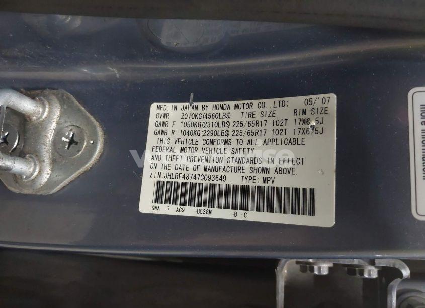 Photo 9 of 2007 Honda Cr-v EX-L (VIN JHLRE48747C093649)