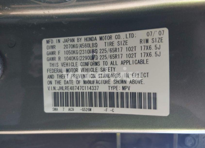 Photo 9 of 2007 Honda Cr-v EX-L (VIN JHLRE48747C114337)