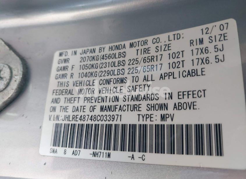 Photo 9 of 2008 Honda Cr-v EX-L (VIN JHLRE48748C033971)