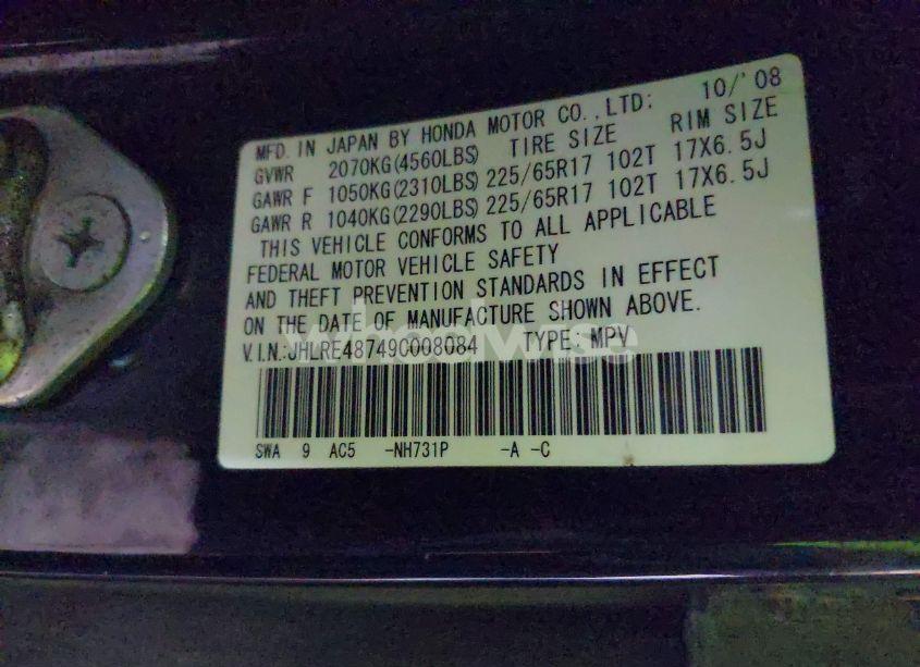 Photo 9 of 2009 Honda Cr-v EX-L (VIN JHLRE48749C008084)