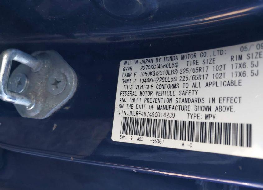 Photo 9 of 2009 Honda Cr-v EX-L (VIN JHLRE48749C014239)