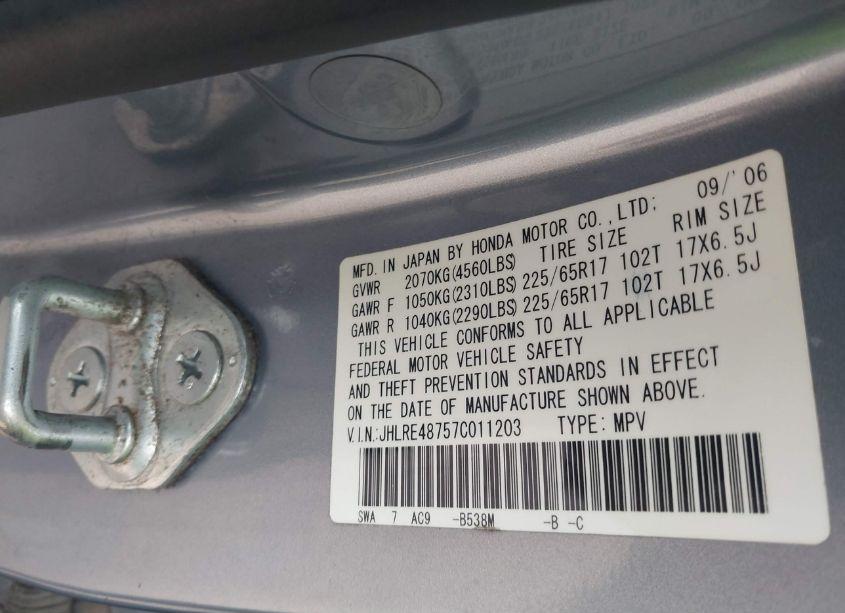 Photo 9 of 2007 Honda Cr-v EX-L (VIN JHLRE48757C011203)