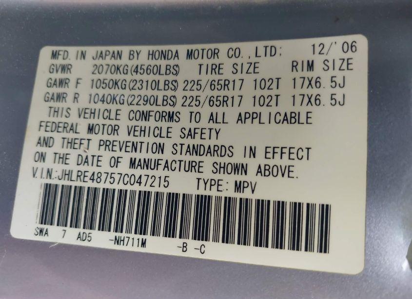 Photo 9 of 2007 Honda Cr-v EX-L (VIN JHLRE48757C047215)