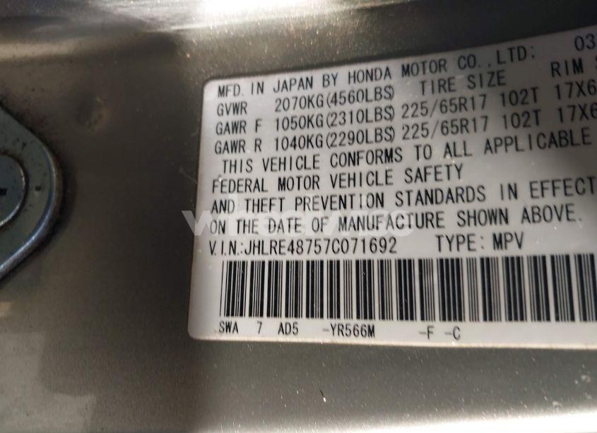 Photo 9 of 2007 Honda Cr-v EX-L (VIN JHLRE48757C071692)