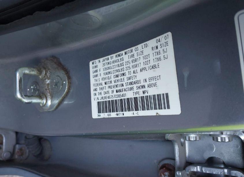 Photo 9 of 2007 Honda Cr-v EX-L (VIN JHLRE48757C085401)