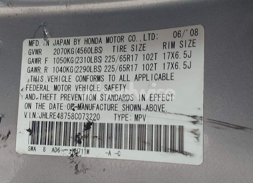 Photo 9 of 2008 Honda Cr-v EX-L (VIN JHLRE48758C073220)