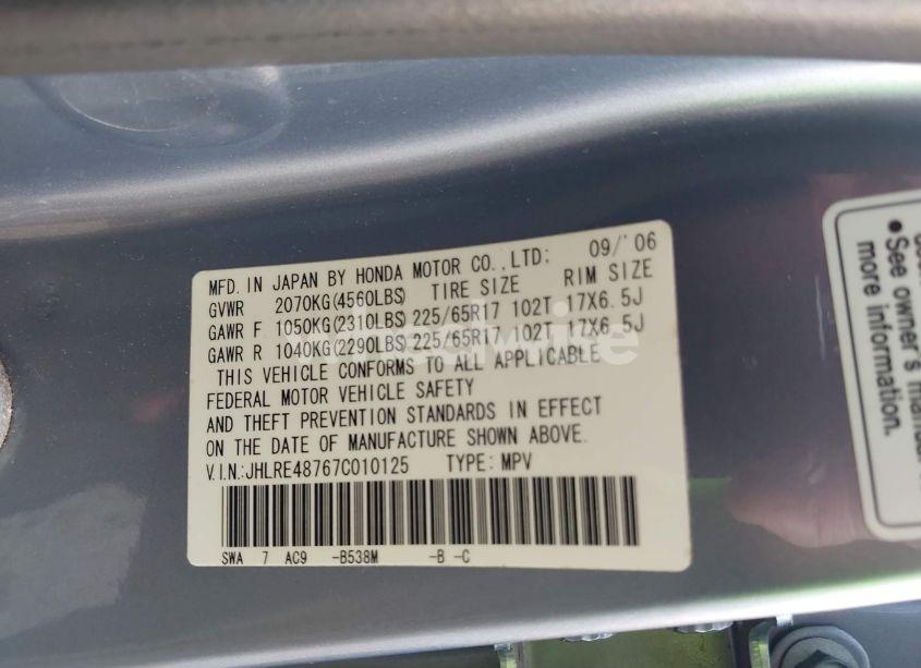 Photo 9 of 2007 Honda Cr-v EX-L (VIN JHLRE48767C010125)