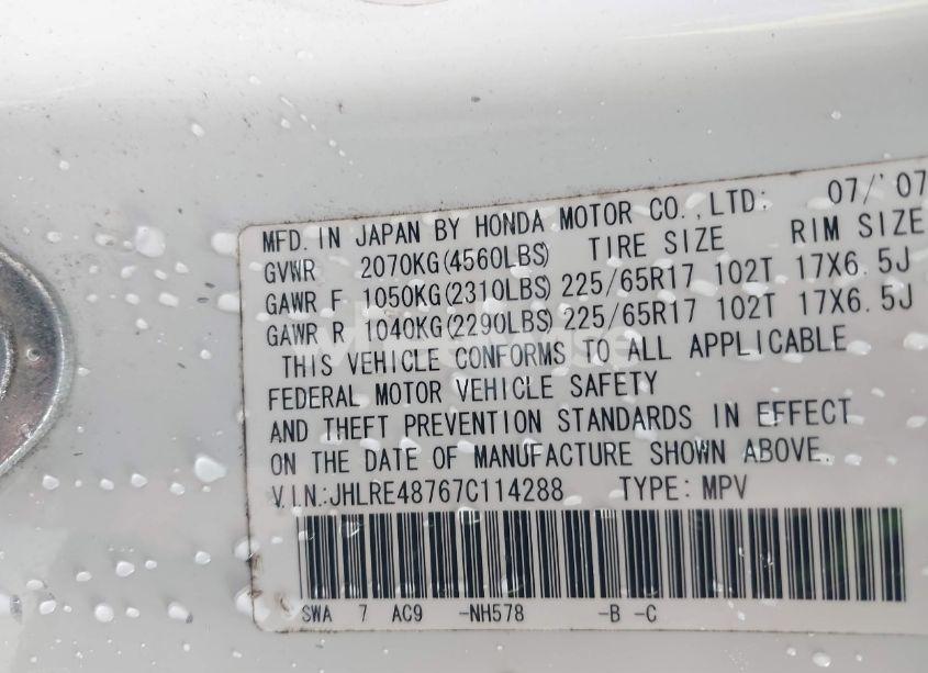 Photo 9 of 2007 Honda Cr-v EX-L (VIN JHLRE48767C114288)