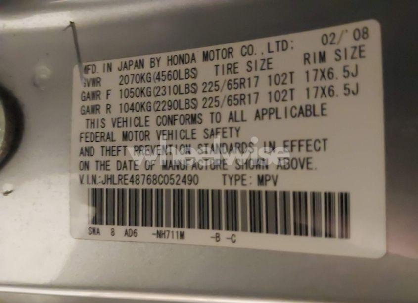 Photo 9 of 2008 Honda Cr-v EX-L (VIN JHLRE48768C052490)