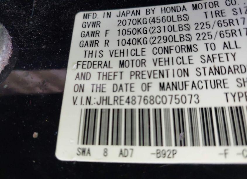Photo 9 of 2008 Honda Cr-v EX-L (VIN JHLRE48768C075073)