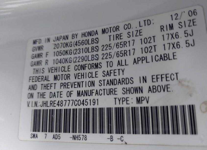 Photo 9 of 2007 Honda Cr-v EX-L (VIN JHLRE48777C045191)