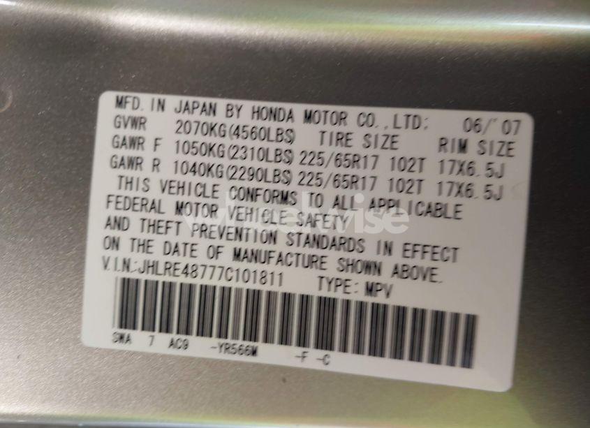 Photo 9 of 2007 Honda Cr-v EX-L (VIN JHLRE48777C101811)