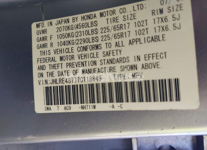 Photo 9 of 2007 Honda Cr-v EX-L (VIN JHLRE48777C118849)