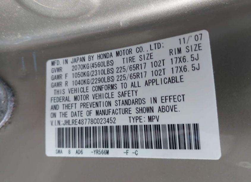 Photo 9 of 2008 Honda Cr-v EX-L (VIN JHLRE48778C023452)