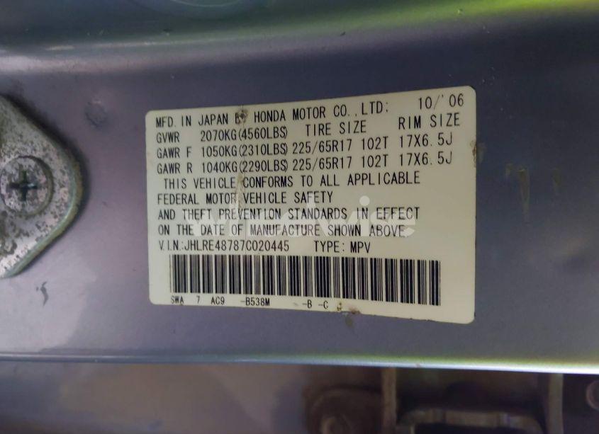 Photo 9 of 2007 Honda Cr-v EX-L (VIN JHLRE48787C020445)