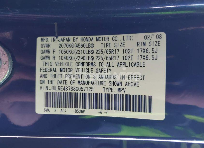Photo 9 of 2008 Honda Cr-v EX-L (VIN JHLRE48788C057125)