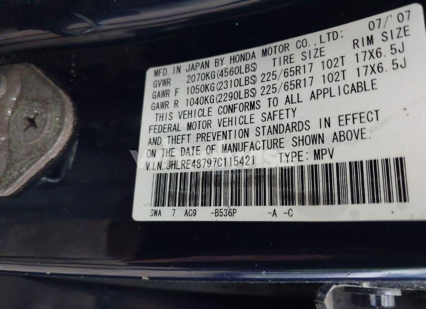 Photo 9 of 2007 Honda Cr-v EX-L (VIN JHLRE48797C115421)