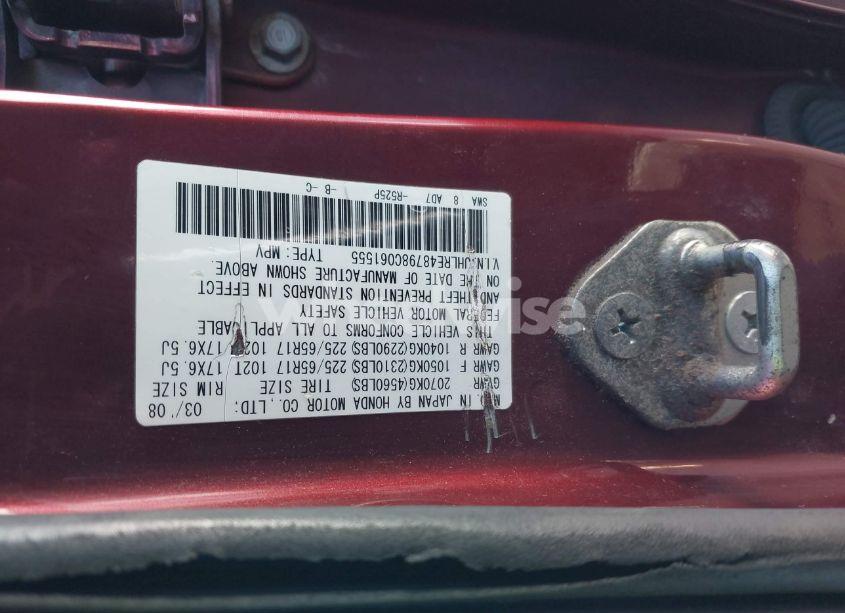 Photo 9 of 2008 Honda Cr-v EX-L (VIN JHLRE48798C061555)