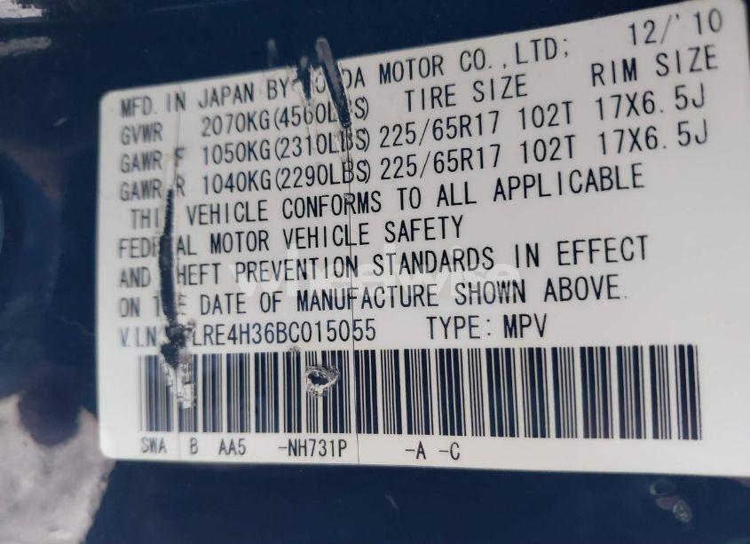 Photo 9 of 2011 Honda Cr-v LX (VIN JHLRE4H36BC015055)