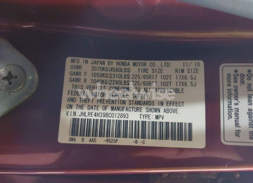 Photo 9 of 2011 Honda Cr-v LX (VIN JHLRE4H39BC012893)