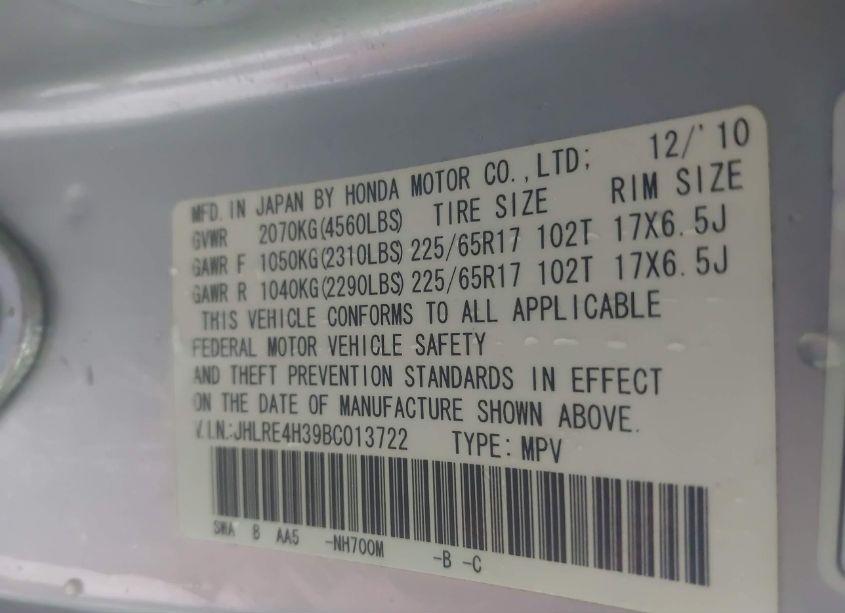 Photo 9 of 2011 Honda Cr-v LX (VIN JHLRE4H39BC013722)