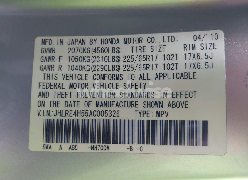 Photo 9 of 2010 Honda Cr-v EX (VIN JHLRE4H55AC005326)
