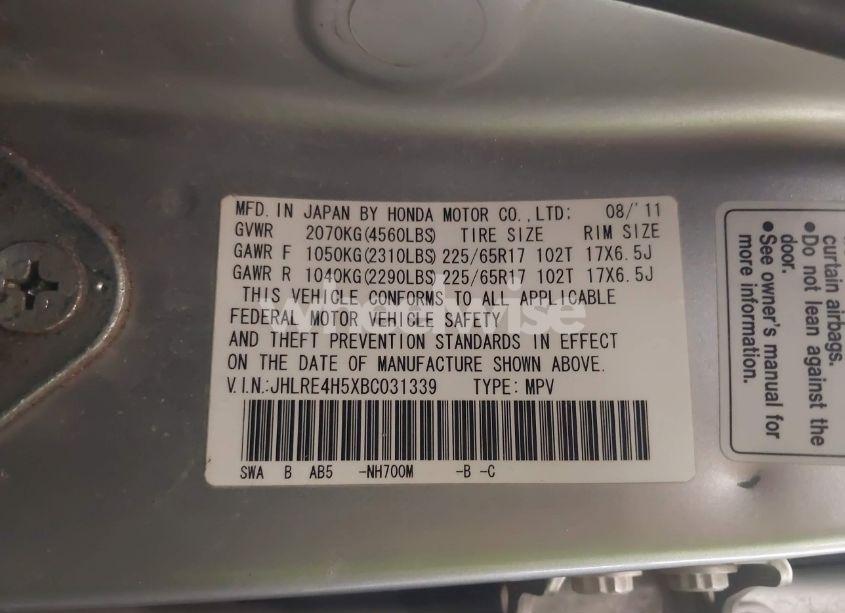 Photo 9 of 2011 Honda Cr-v EX (VIN JHLRE4H5XBC031339)