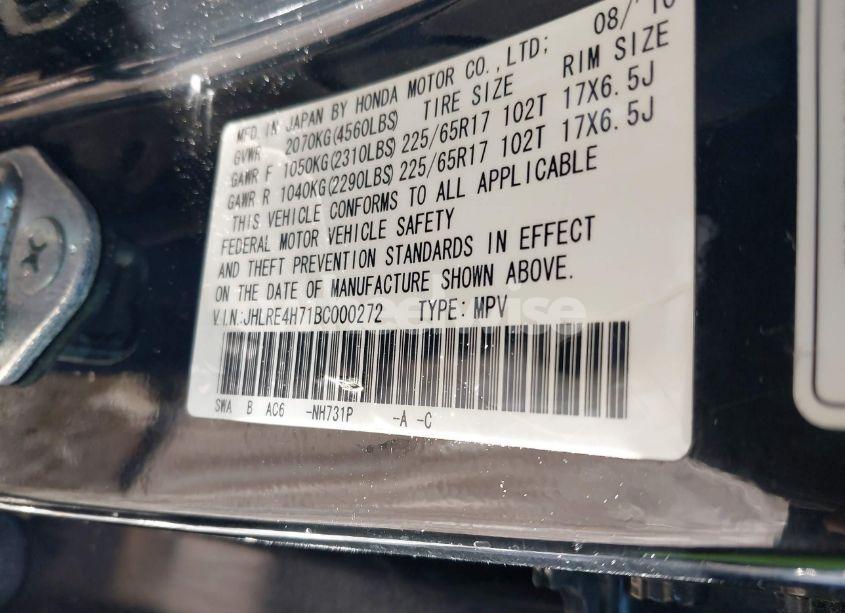 Photo 9 of 2011 Honda Cr-v EX-L (VIN JHLRE4H71BC000272)
