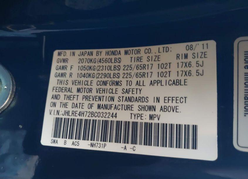 Photo 9 of 2011 Honda Cr-v EX-L (VIN JHLRE4H72BC032244)