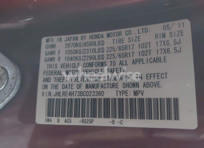 Photo 9 of 2011 Honda Cr-v EX-L (VIN JHLRE4H73BC023360)