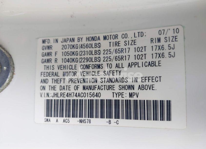 Photo 9 of 2010 Honda Cr-v EX-L (VIN JHLRE4H74AC015640)