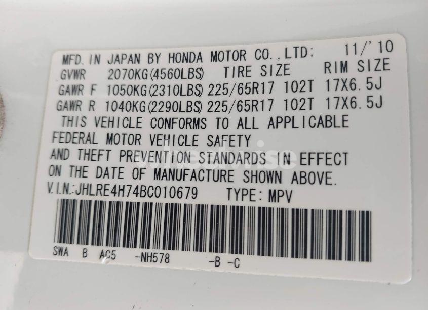 Photo 9 of 2011 Honda Cr-v EX-L (VIN JHLRE4H74BC010679)