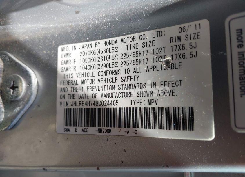 Photo 9 of 2011 Honda Cr-v EX-L (VIN JHLRE4H74BC024405)