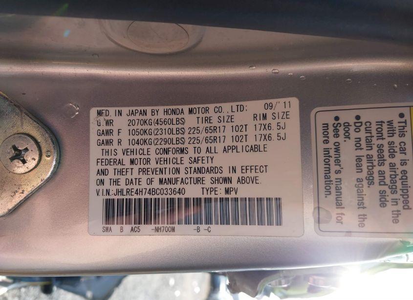 Photo 9 of 2011 Honda Cr-v EX-L (VIN JHLRE4H74BC033640)